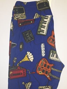 LuLaRoe Blue Musical Instruments Print Leggings
